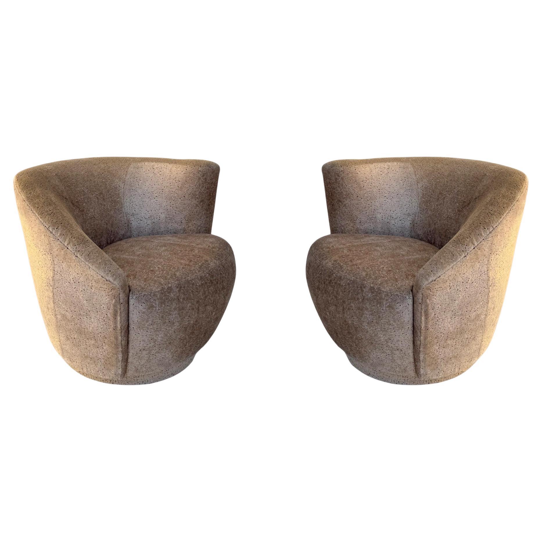 Pair of Swivel "Corkscrew” Lounge Chairs by Vladimir Kagan
