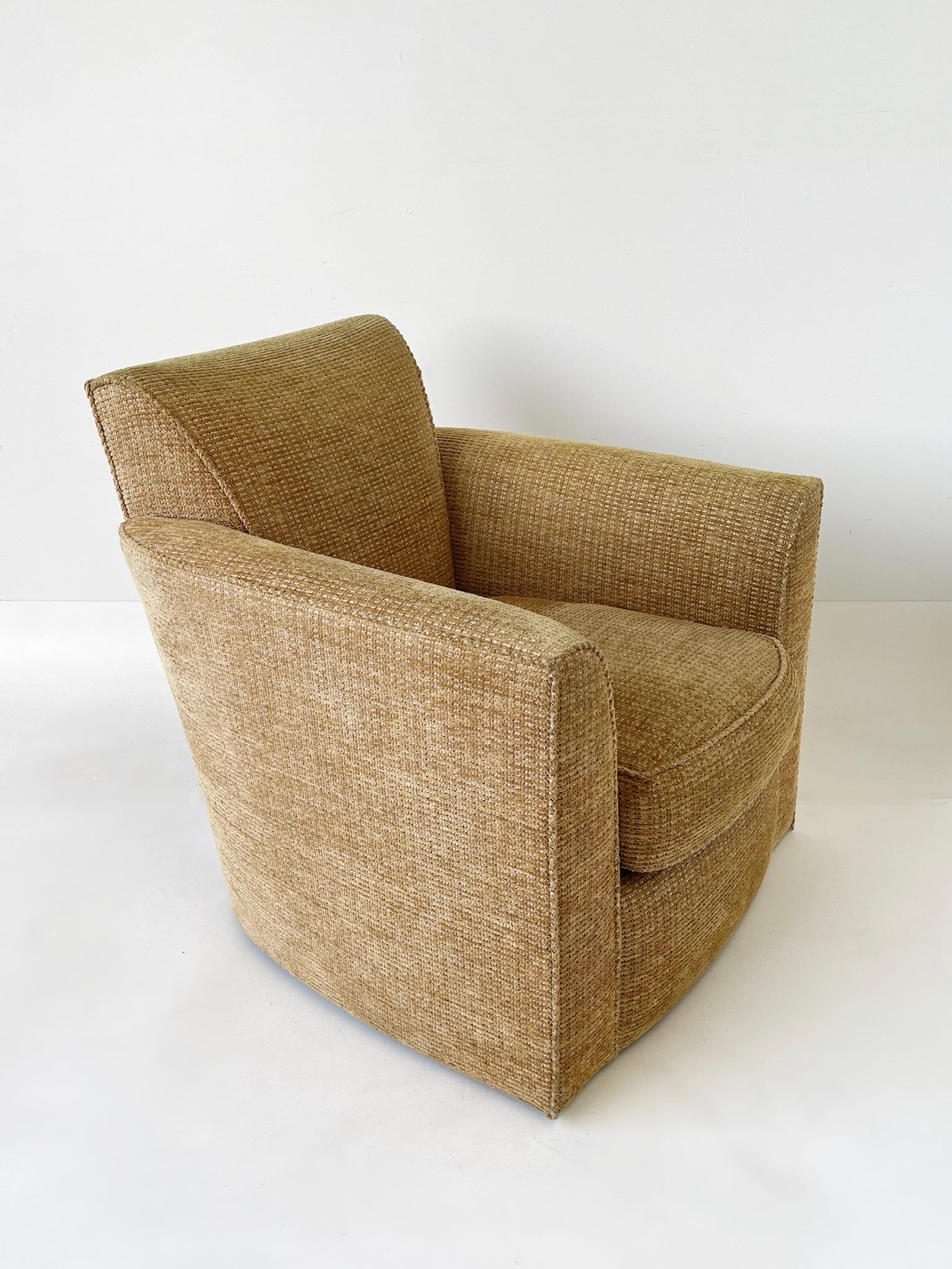 Pair of Swivel Lounge Chairs and Ottoman by Donghia 3