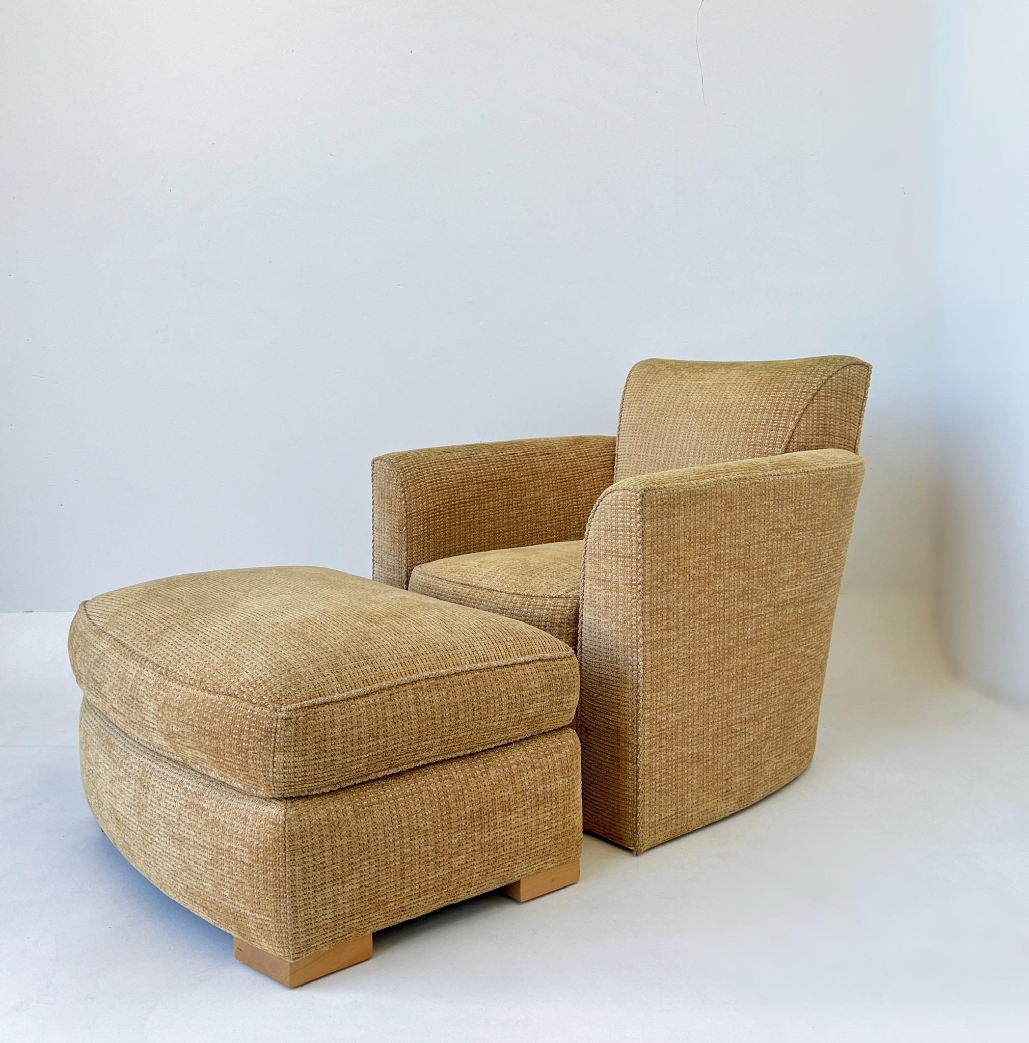 Pair of Swivel Lounge Chairs and Ottoman by Donghia 6