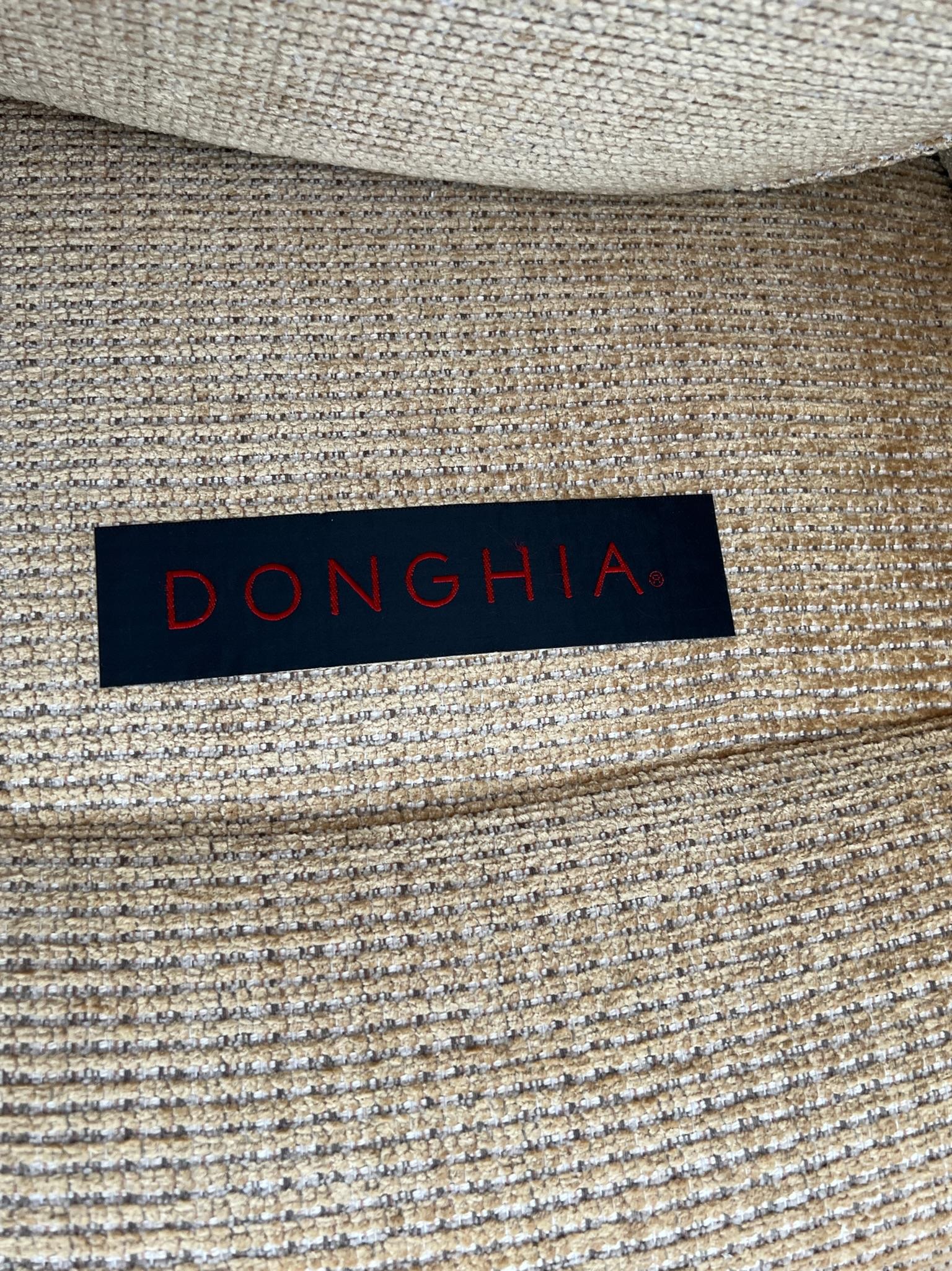 Chenille Pair of Swivel Lounge Chairs and Ottoman by Donghia
