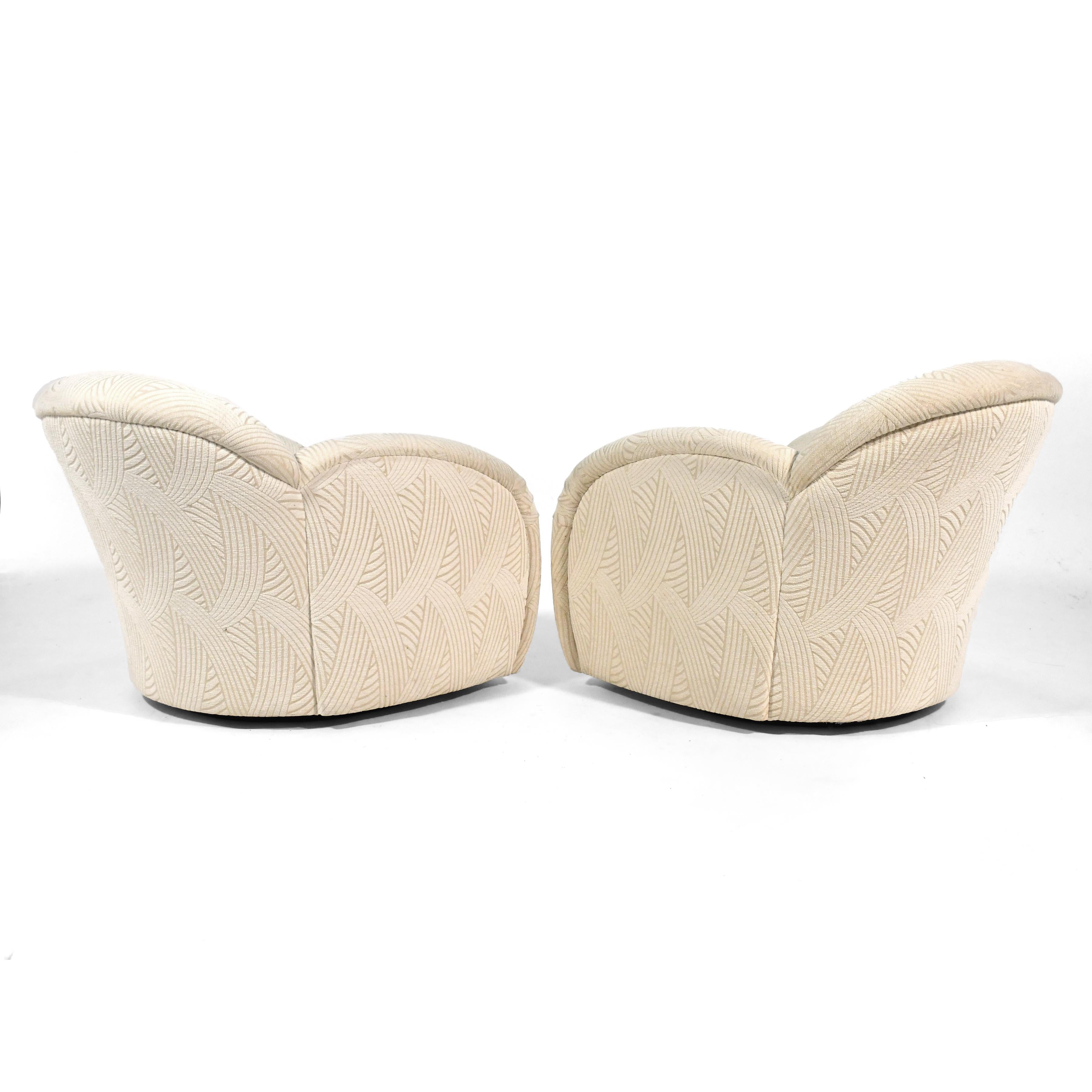 Modern Pair of Swivel Lounge Chairs by Interior Crafts For Sale