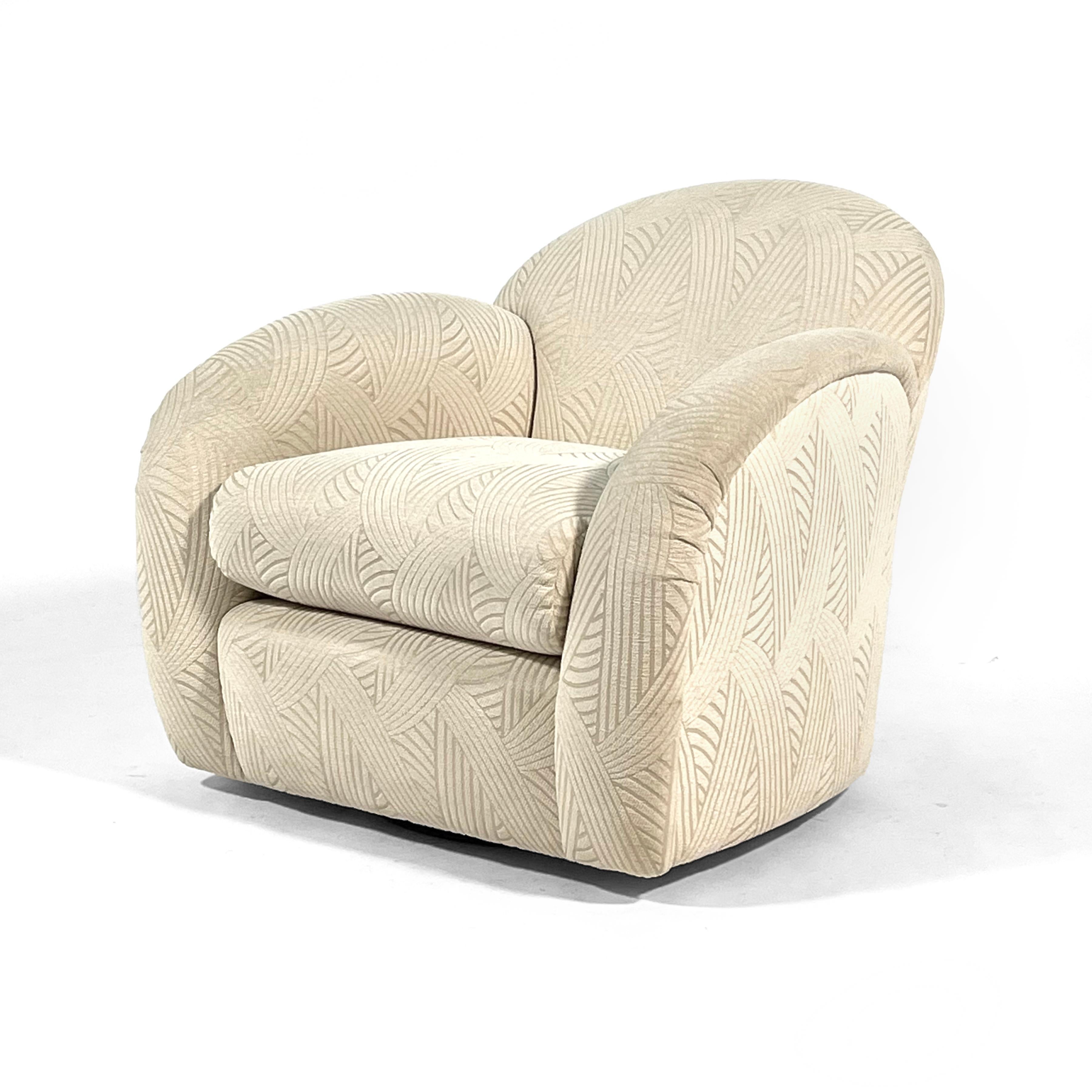American Pair of Swivel Lounge Chairs by Interior Crafts For Sale