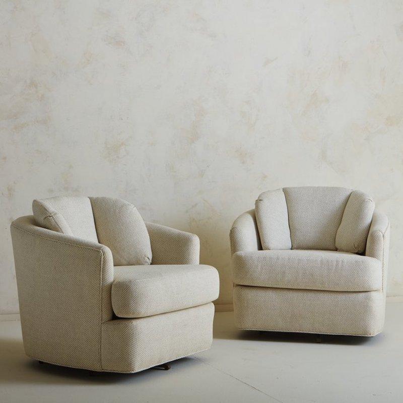 Mid-Century Modern Pair of Swivel Lounge Chairs by Thayer Coggin, 1970s