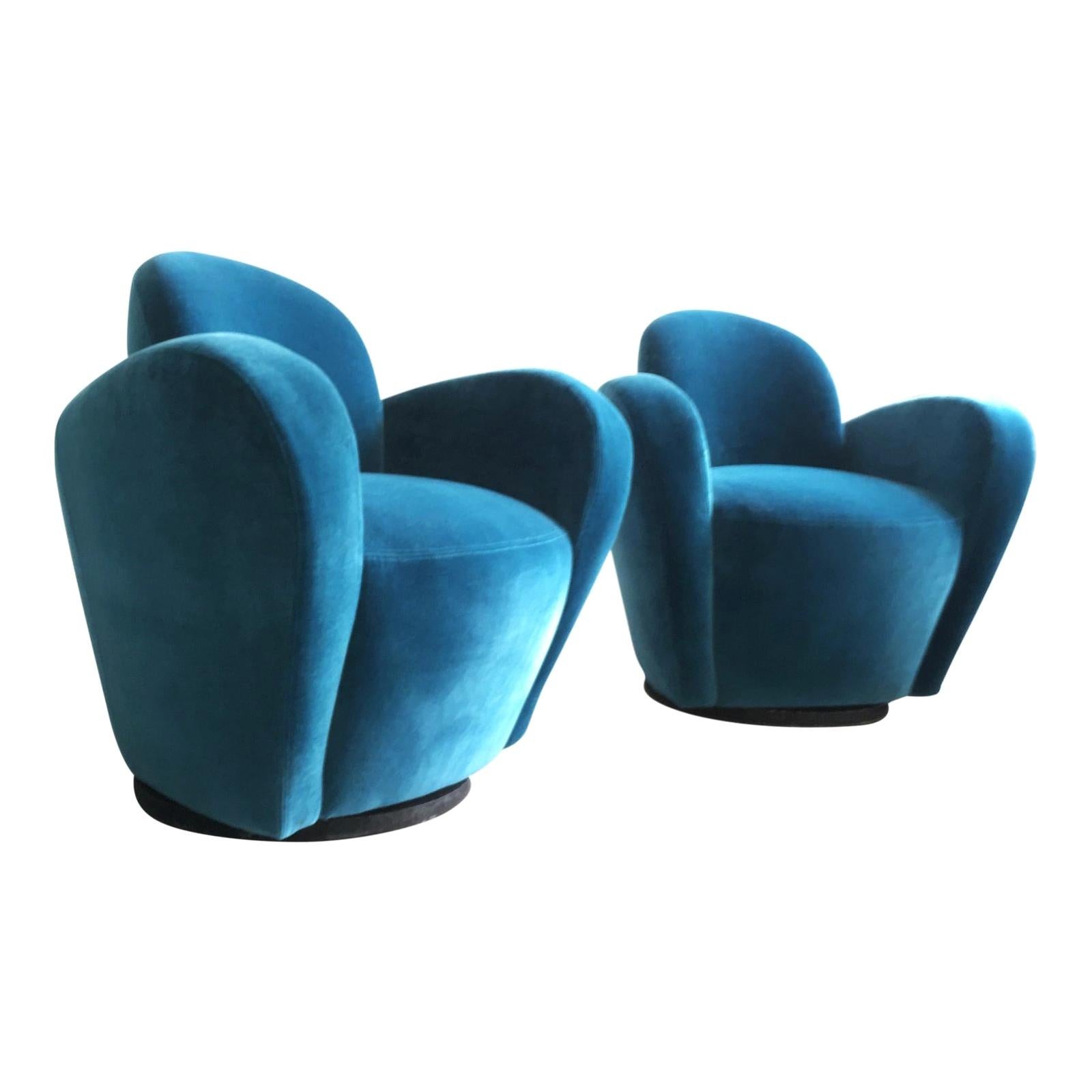 Pair of Swivel Lounge Chairs by Directional