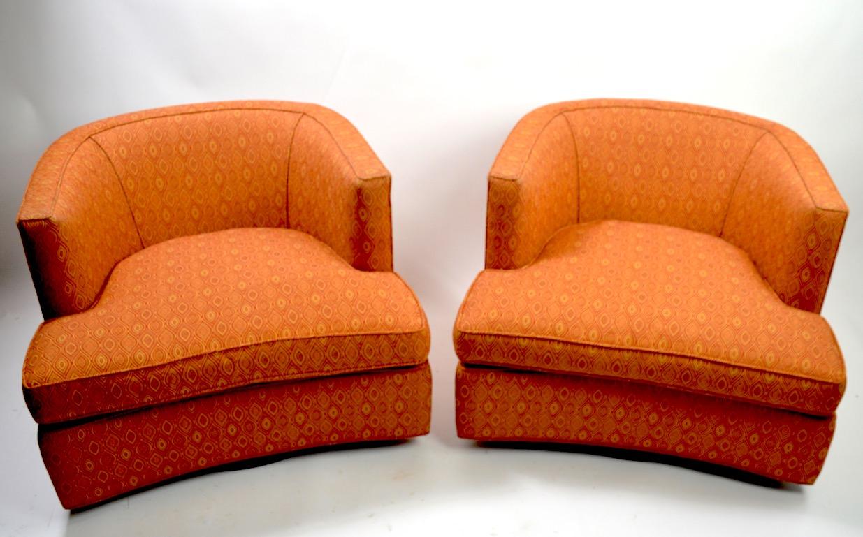American Pair of Swivel Lounge Chairs Designed by Harvey Probber