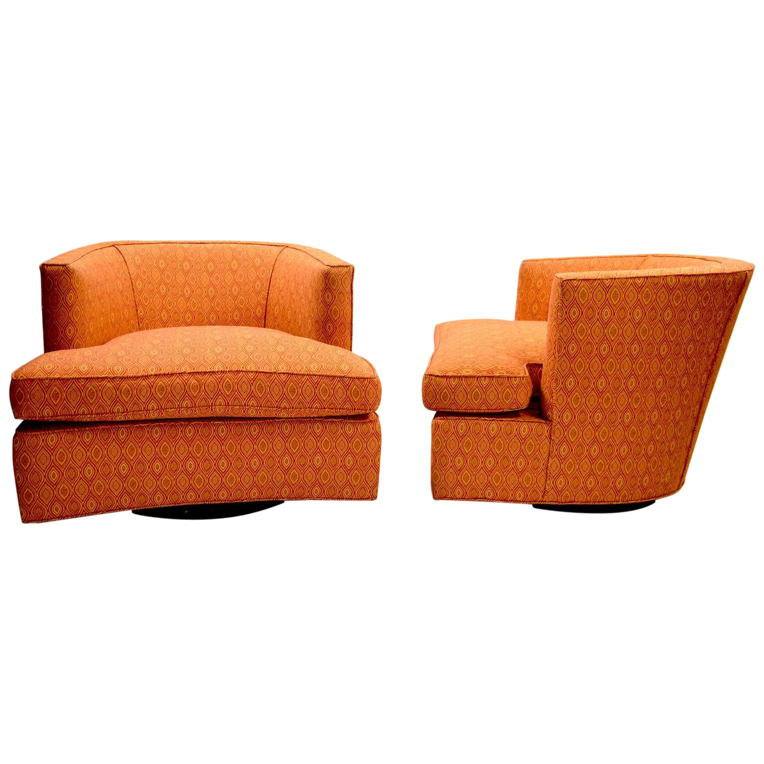 Pair of Swivel Lounge Chairs Designed by Harvey Probber