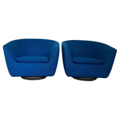 Pair of Swivel Lounge Chairs in original fabric
