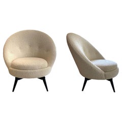 Pair of Swivel Lounge Chairs in Ivory Bouclé by AdM Bespoke