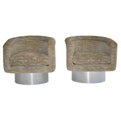 Pair of Swivel Lounge Chairs by Leon Rosen for Pace Collection, 1970's Pair of Swivel Lounge Chairs by Leon Rosen for Pace Collection, 1970's