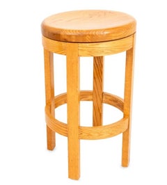 Pair of Swivel Oak Kitchen Bar Stools