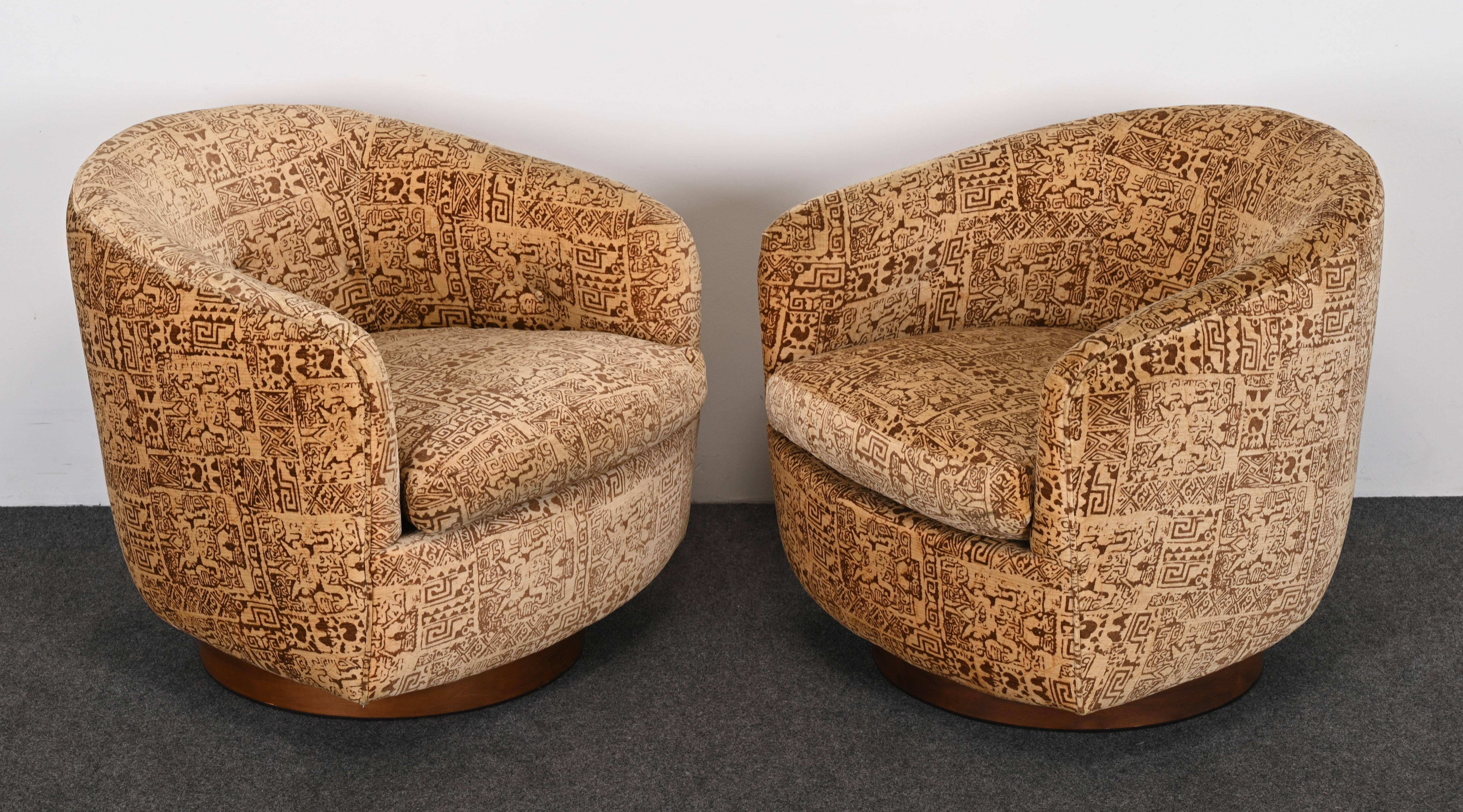 American Pair of Swivel Rocking Chairs by Milo Baughman for Thayer Coggin, 1979