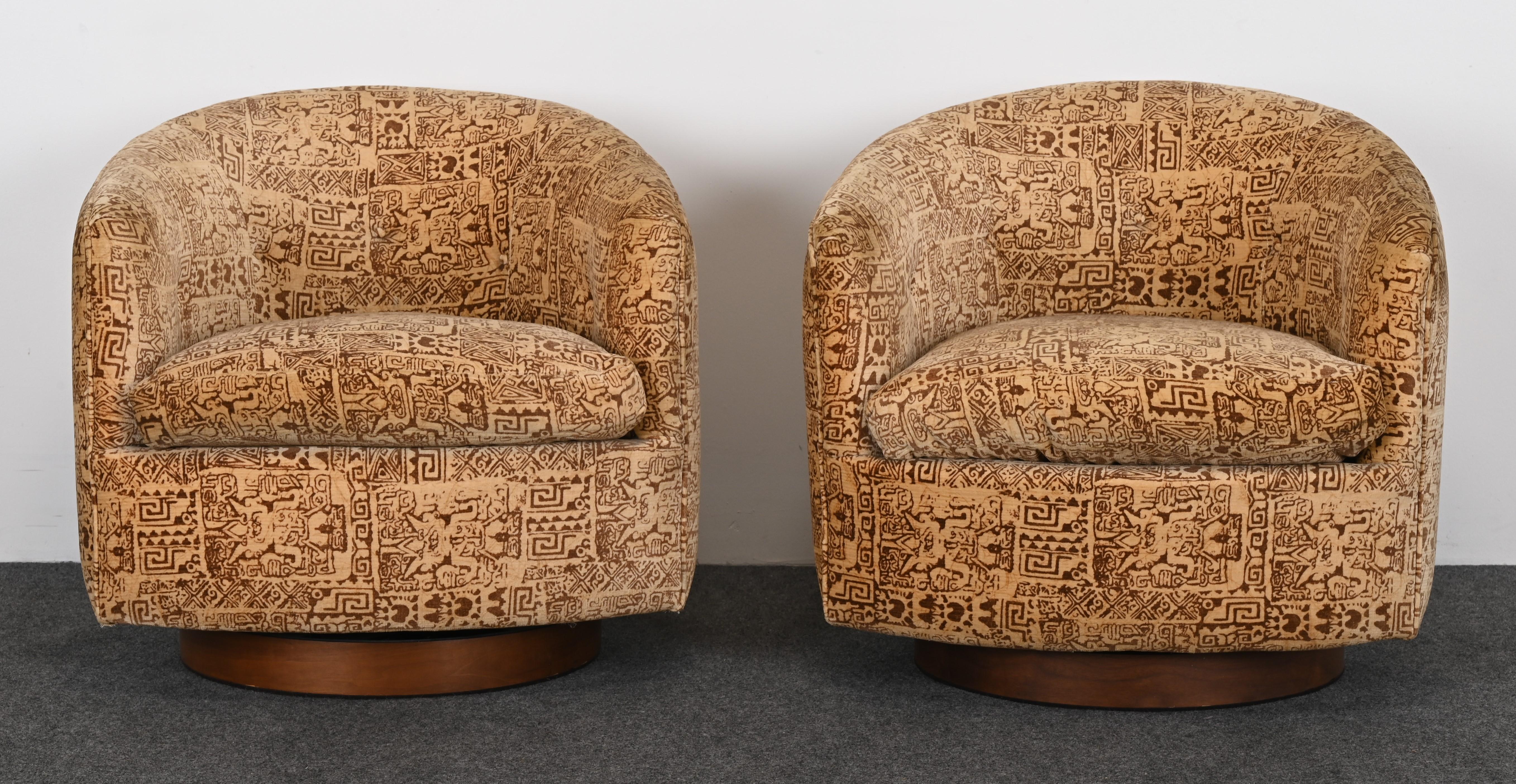 Pair of Swivel Rocking Chairs by Milo Baughman for Thayer Coggin, 1979 1