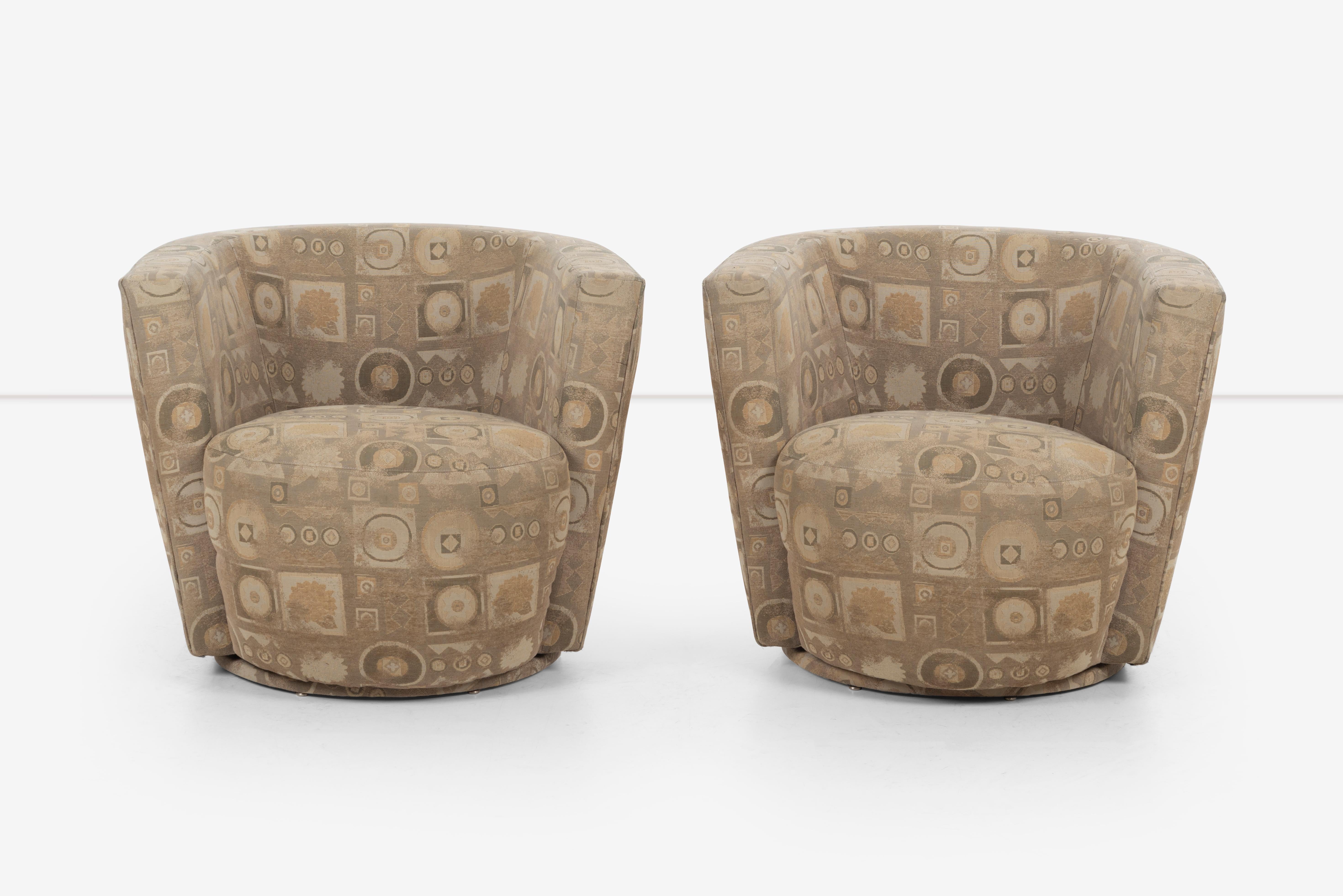 Post-Modern Pair of Swivel Set Lounge Chairs by Thayer Coggin For Sale