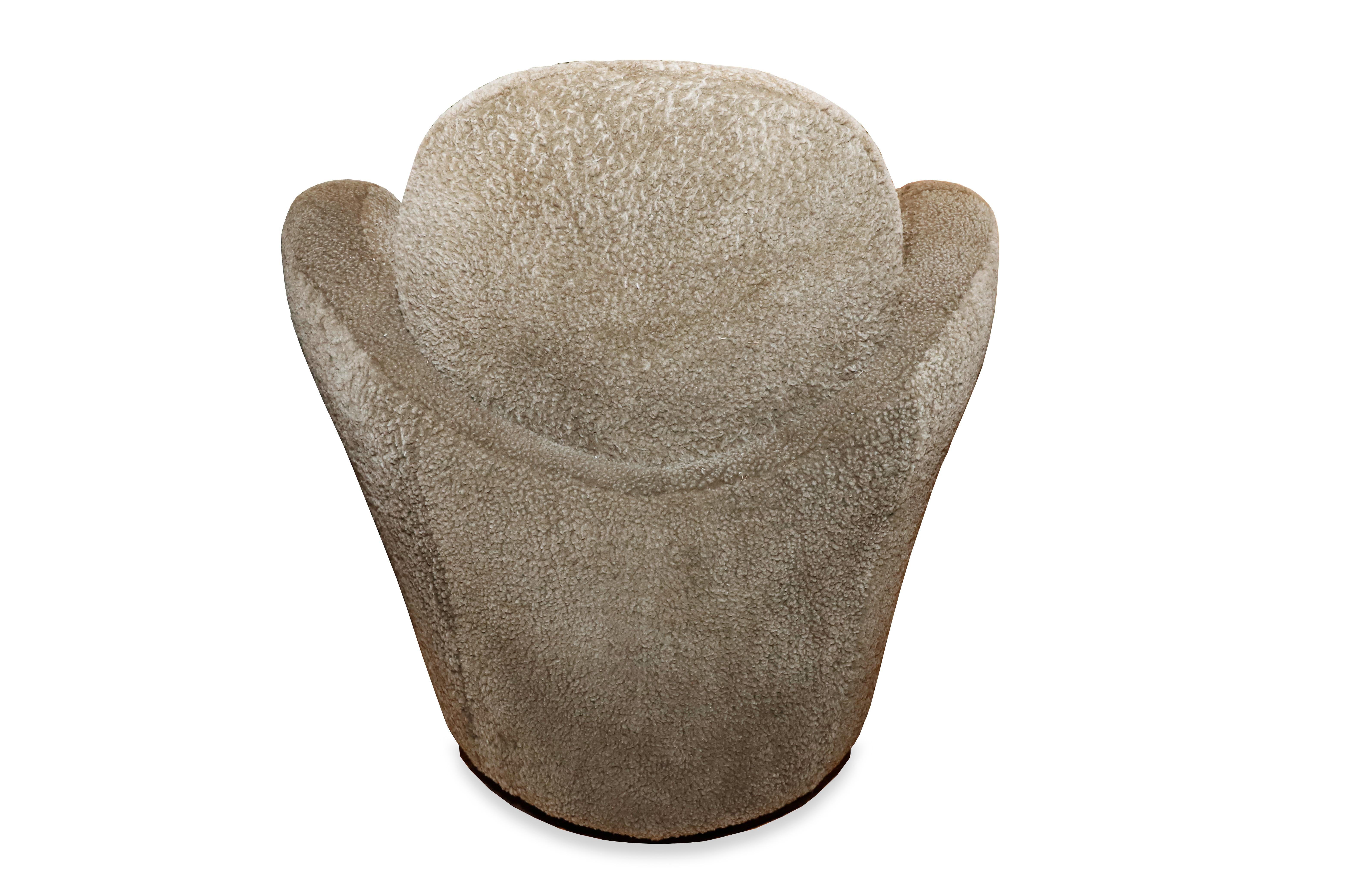 Pair of Swivel Armchairs in Sheep Skin by Michael Wolk 