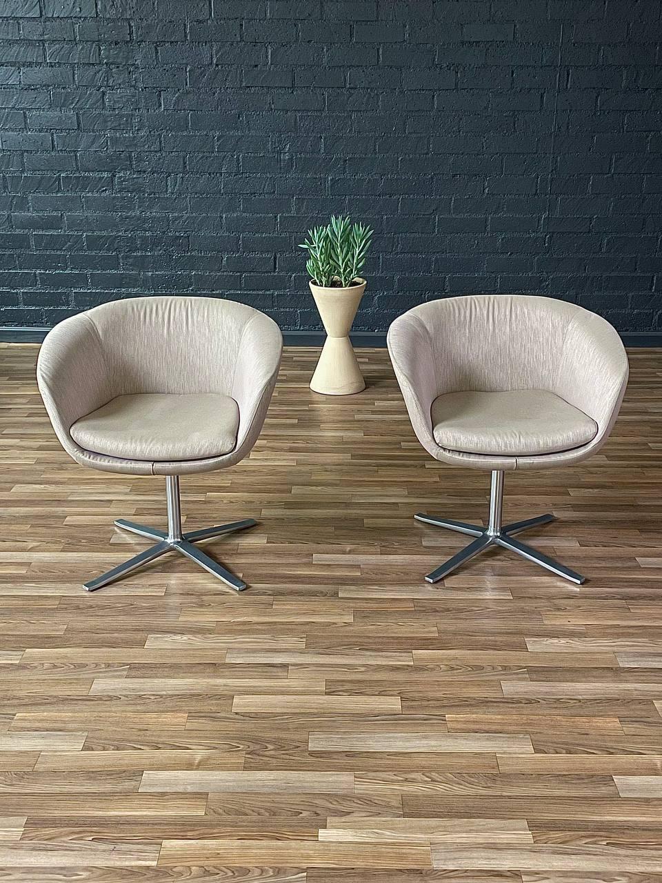Contemporary Pair of Swivel Steel Pod Chairs by Pearsan Lloyd