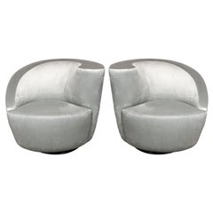 Pair of Swiveling "Nautilus" Chairs by Vladimir Kagan in Smoked Platinum