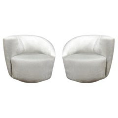 Pair of Swiveling "Nautilus" Chairs by Vladimir Kagan in Smoked Platinum
