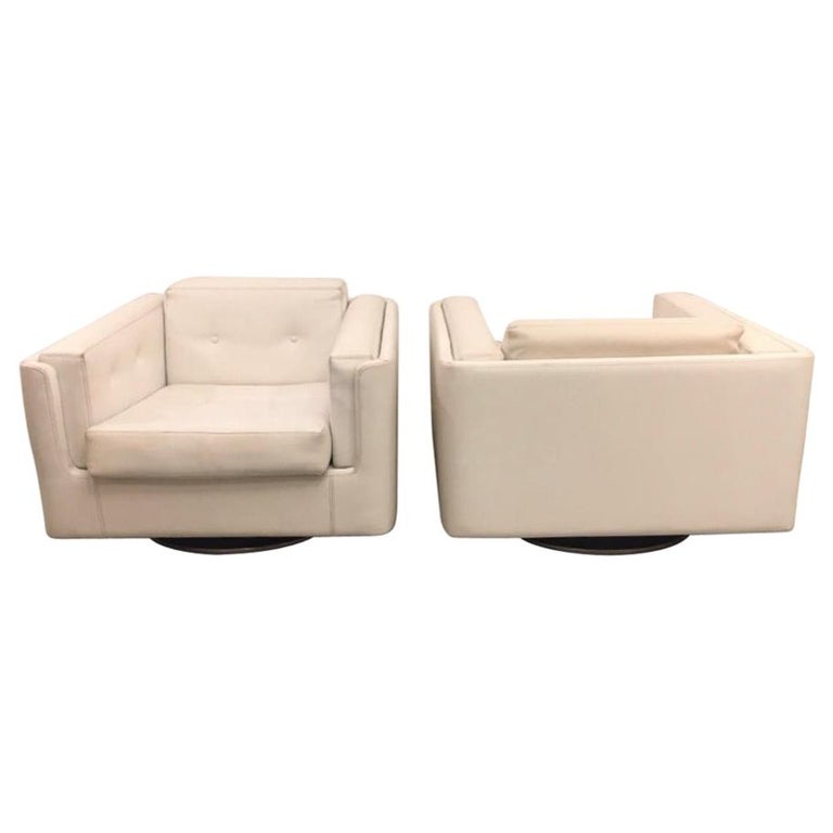 Cube Armchair White Faux Leather 