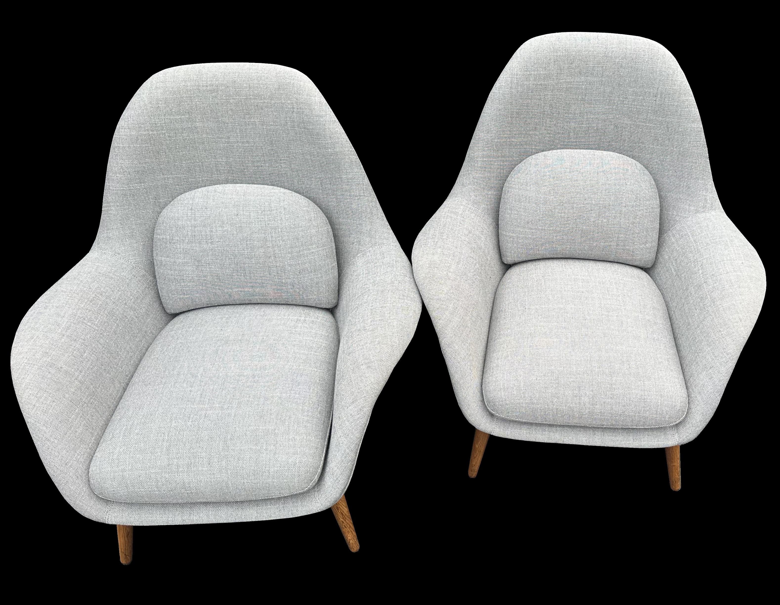 Fabric Pair of 'Swoon' Chairs by Space Copenhagen for Fredericia For Sale