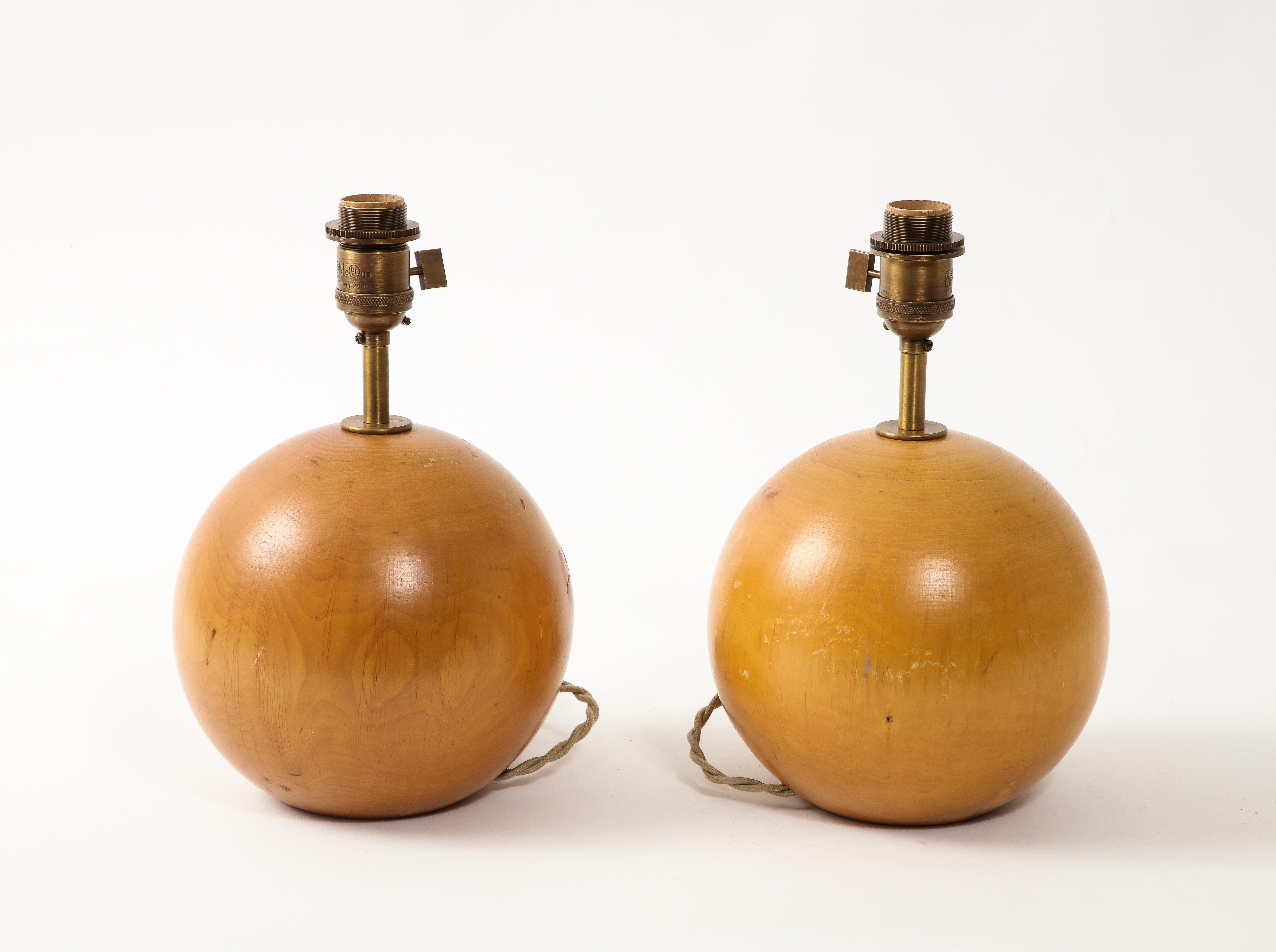 20th Century Pair of Sycamore Lamps. France 1950's For Sale
