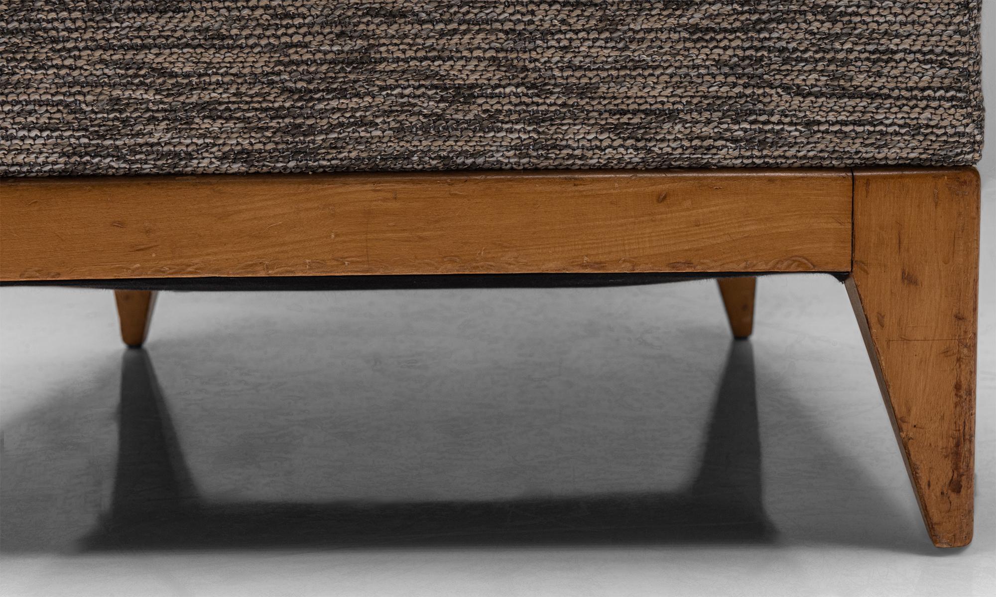 Pair of Sycamore Upholstered Slipper Chairs, France, circa 1950 2