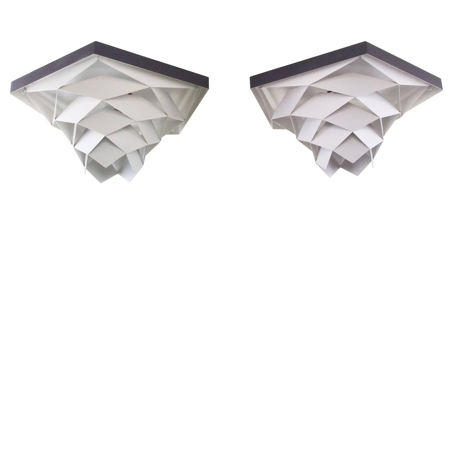 Pair of Symfoni Flush by Preben Dal, 1960s, Extremely Rare Ceiling Flush Lights For Sale