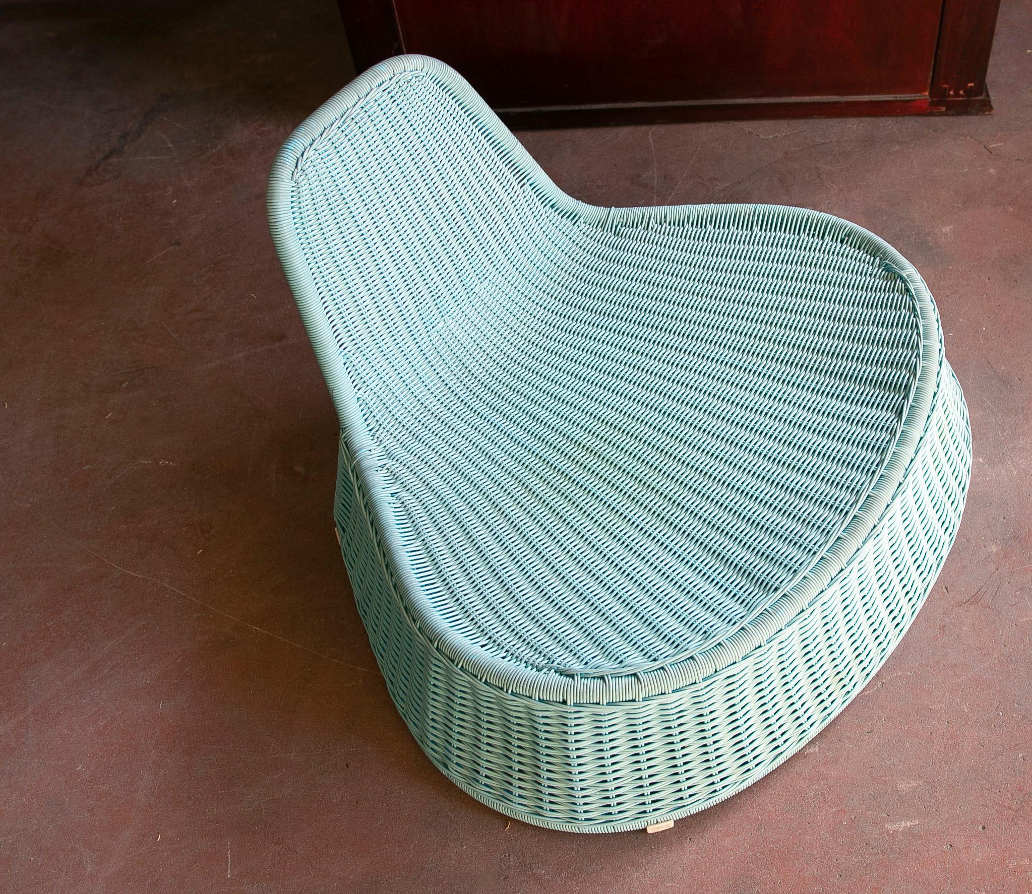 Pair of Synthetic Garden Chairs in Light Blue Colour For Sale 8