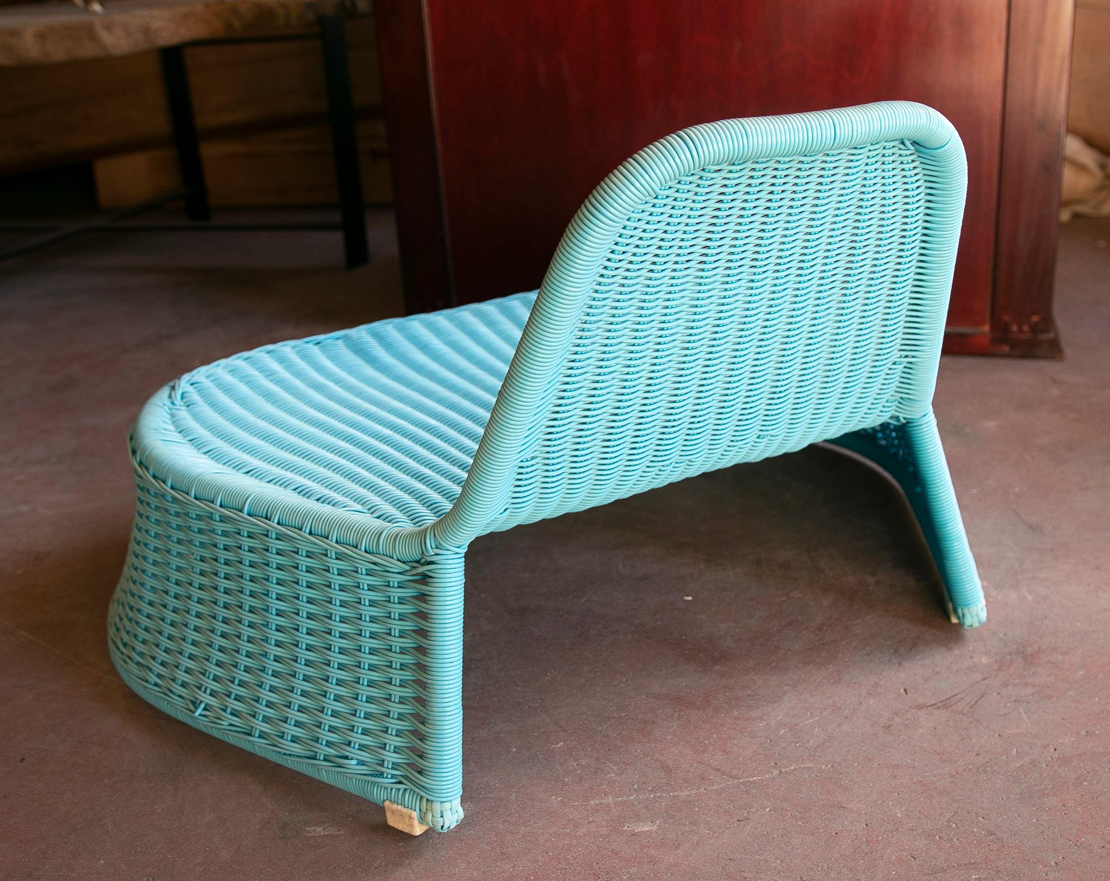 Pair of Synthetic Garden Chairs in Light Blue Colour For Sale 9