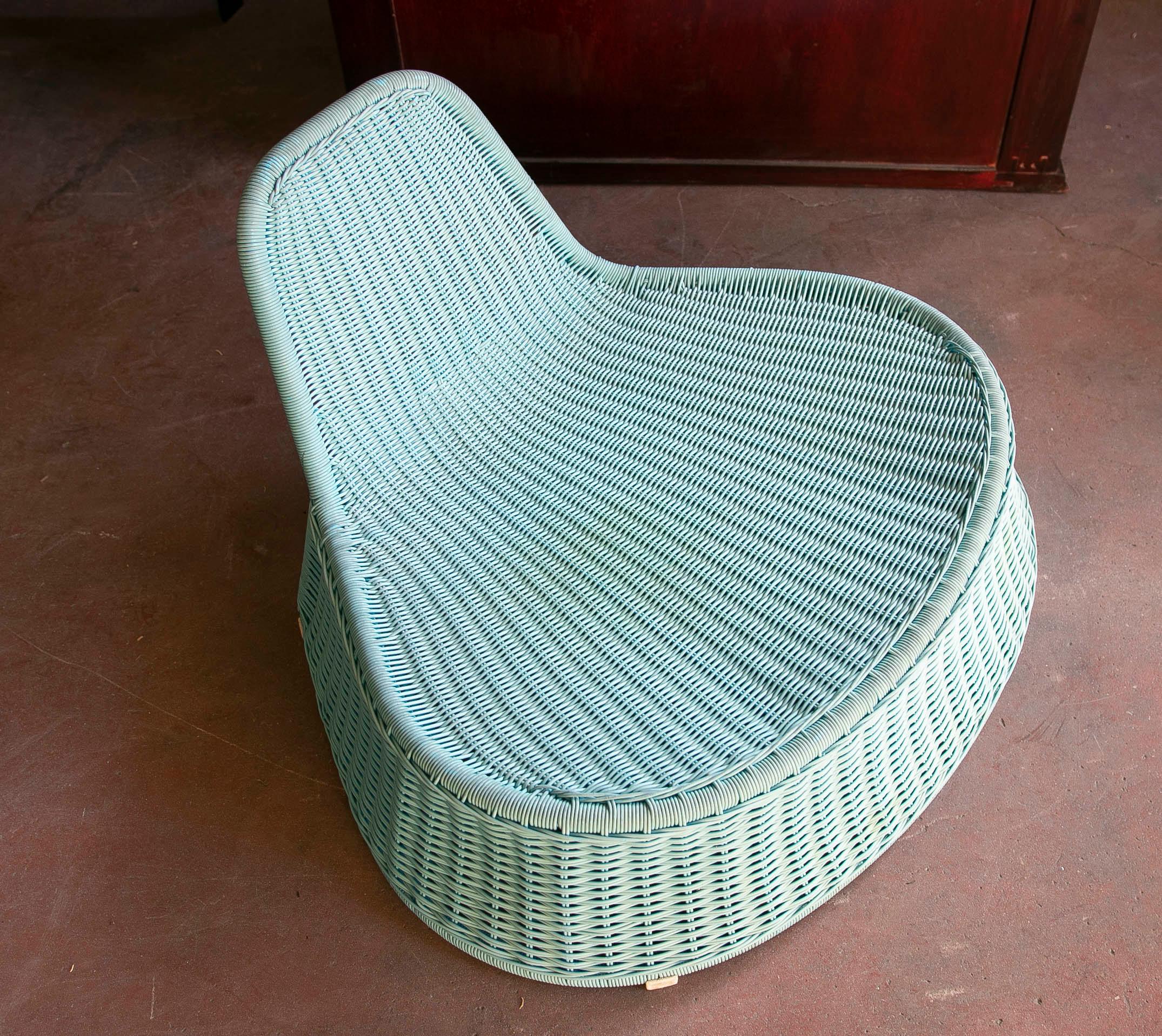Pair of Synthetic Garden Chairs in Light Blue Colour For Sale 3