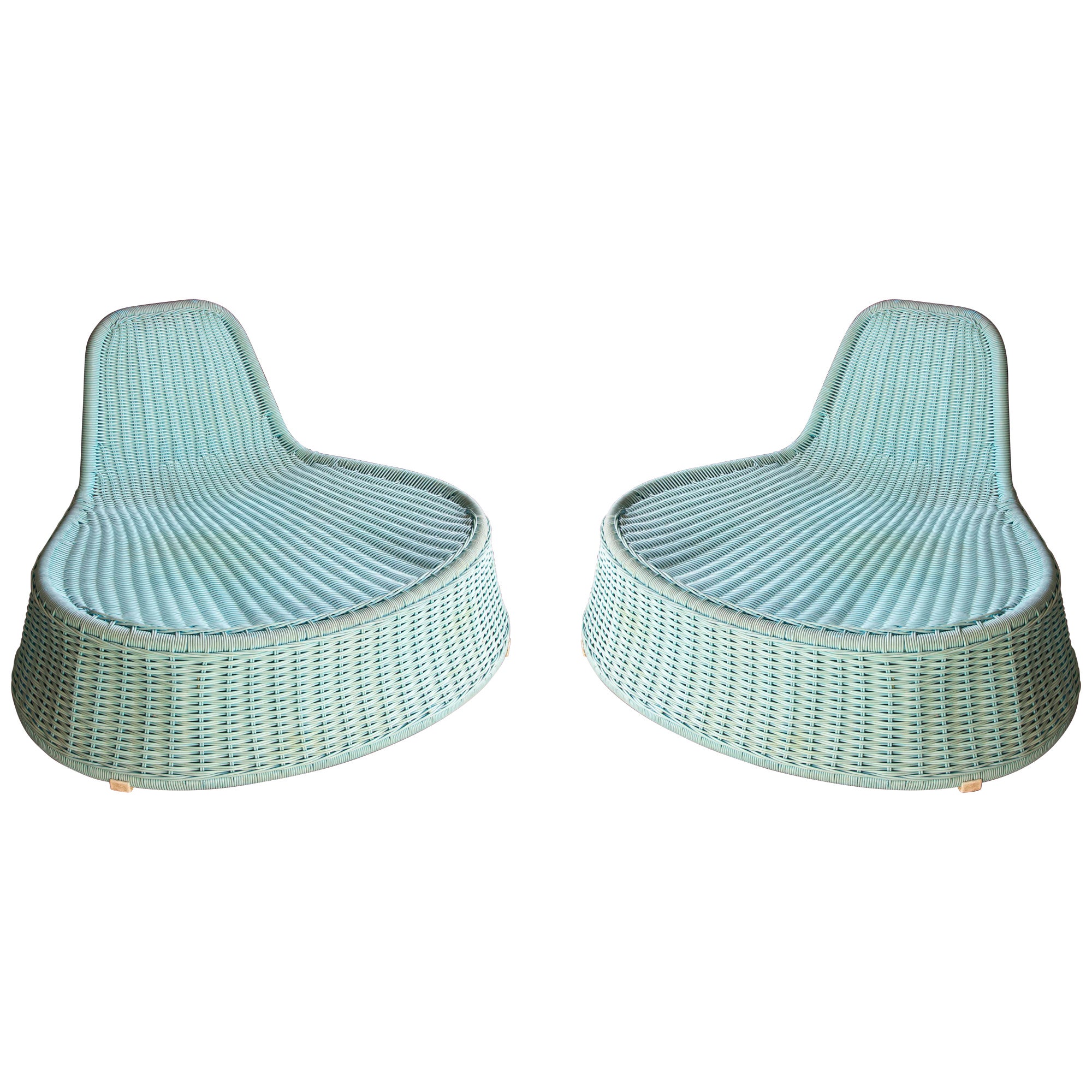Coppia di sedie da giardino sintetiche di colore blu chiaro
