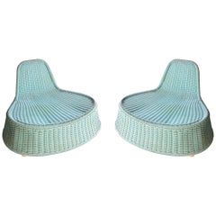 Coppia di sedie da giardino sintetiche di colore blu chiaro