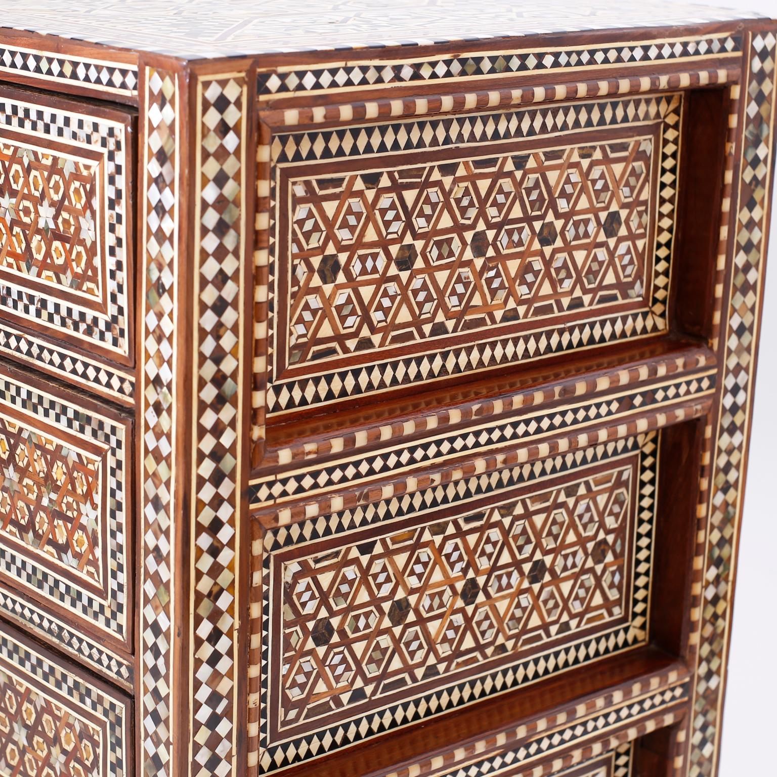 Pair of Syrian Inlaid Chests of Drawers, Priced Individually In Good Condition In Palm Beach, FL