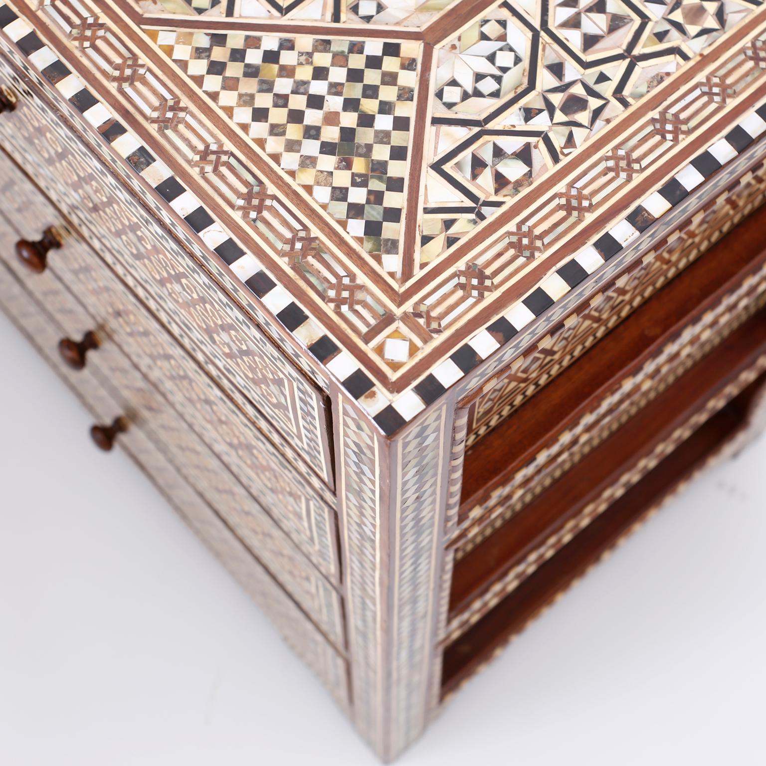 Mother-of-Pearl Pair of Syrian Inlaid Chests of Drawers, Priced Individually