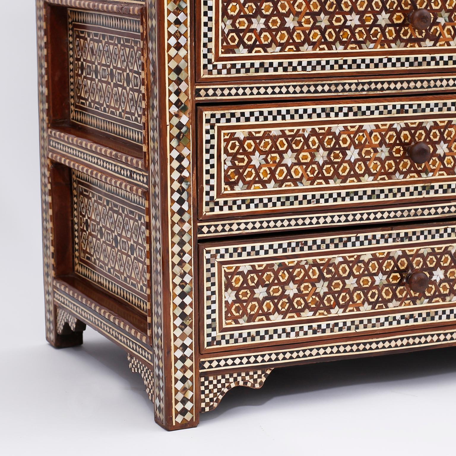 Pair of Syrian Inlaid Chests of Drawers, Priced Individually 1