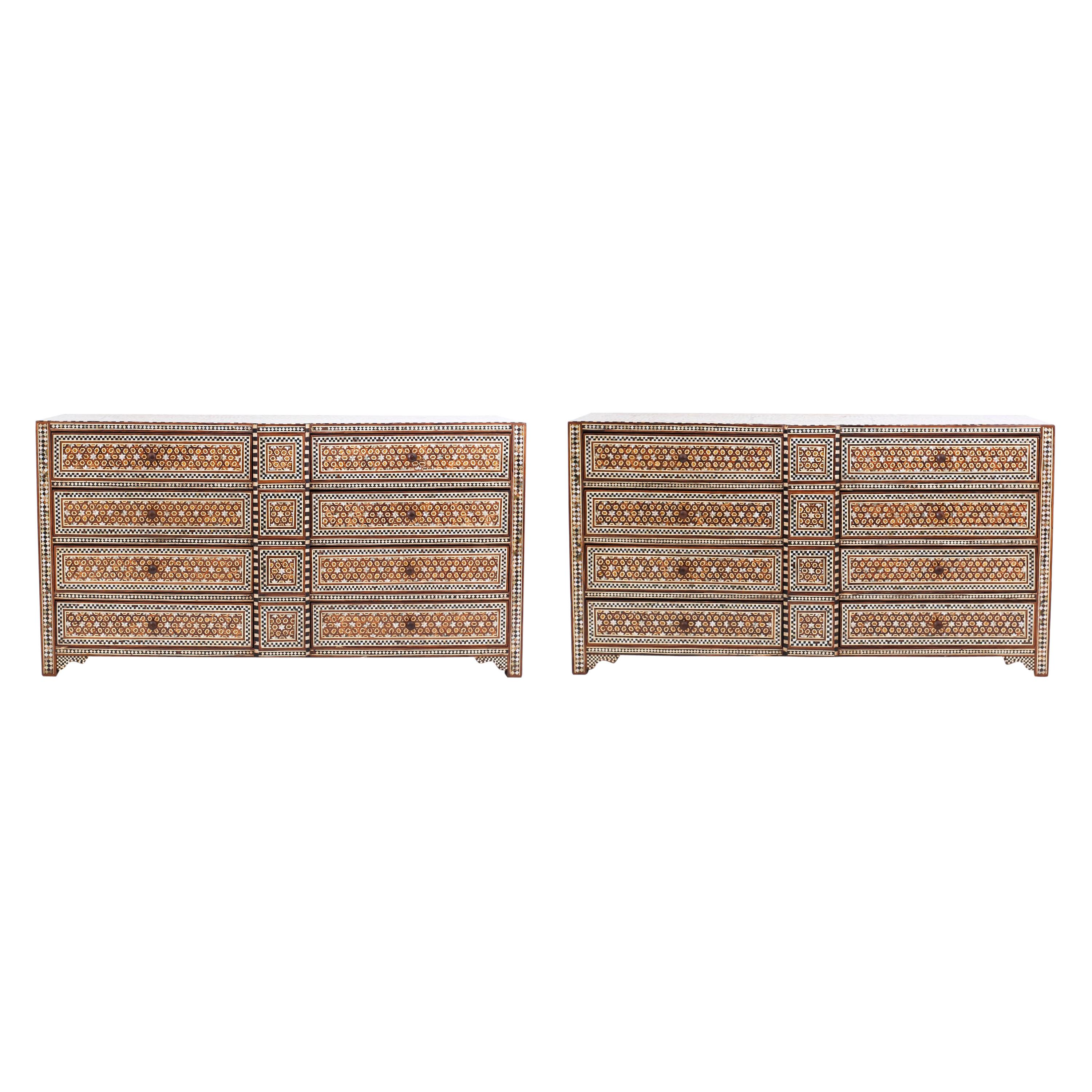 Pair of Syrian Inlaid Chests of Drawers, Priced Individually