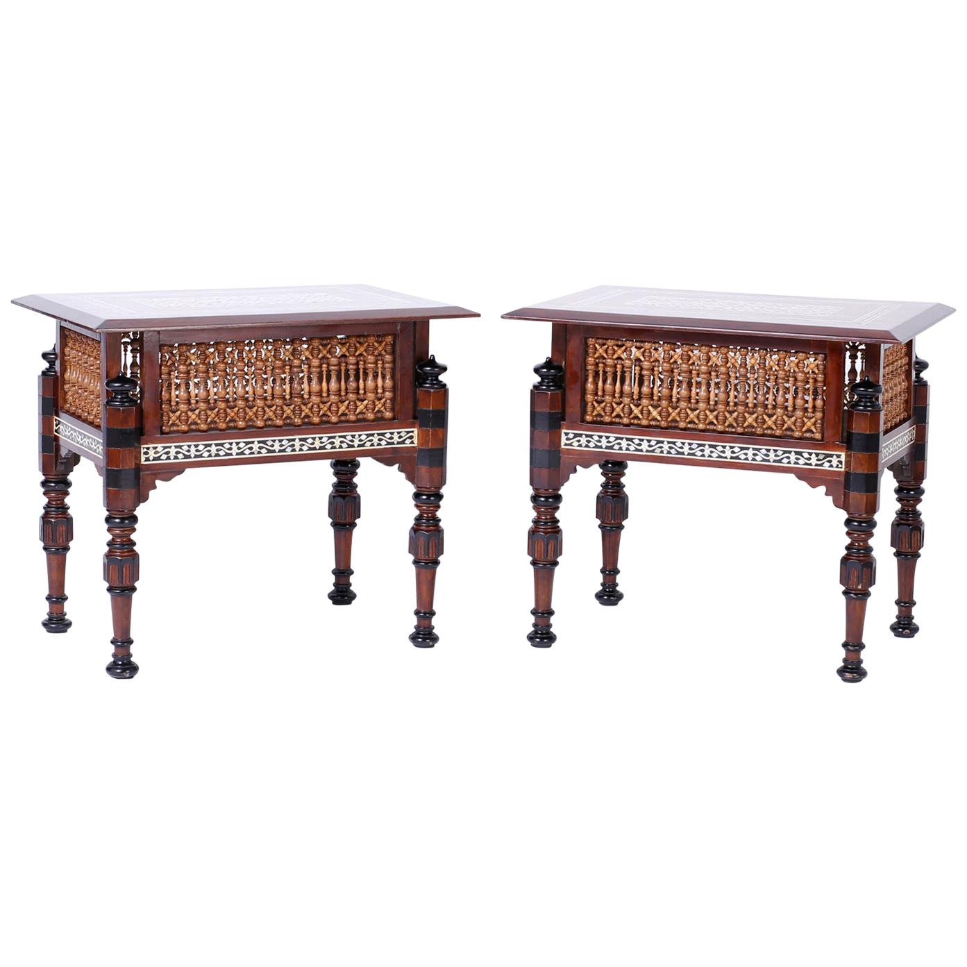 Pair of Syrian Inlaid End Tables