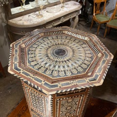 Pair of Syrian Inlaid Side Tables with Bone, Mother of Pearl and Ebony