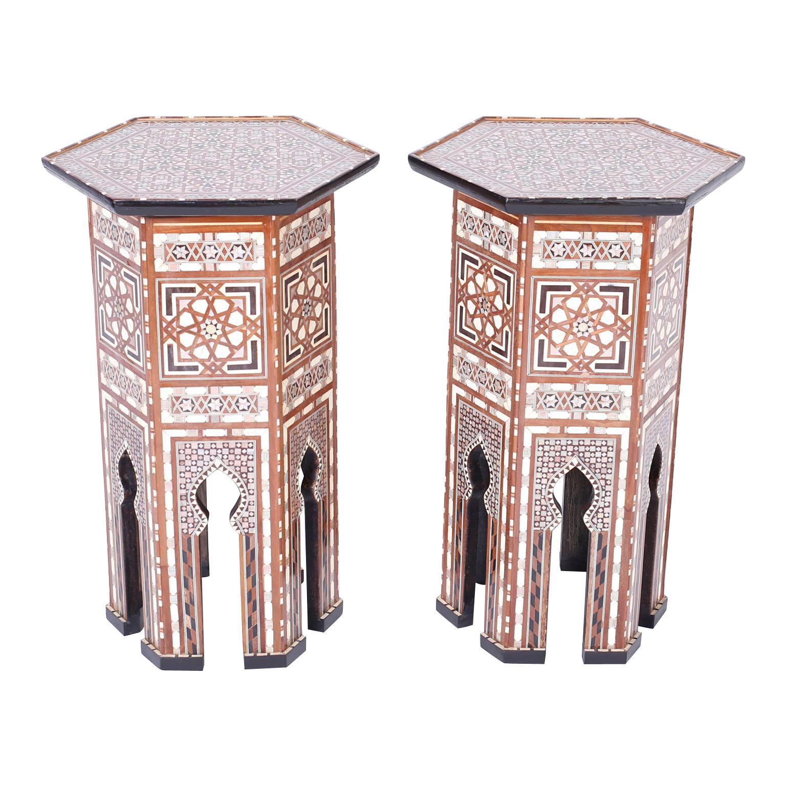 Pair of Syrian Inlaid Stands