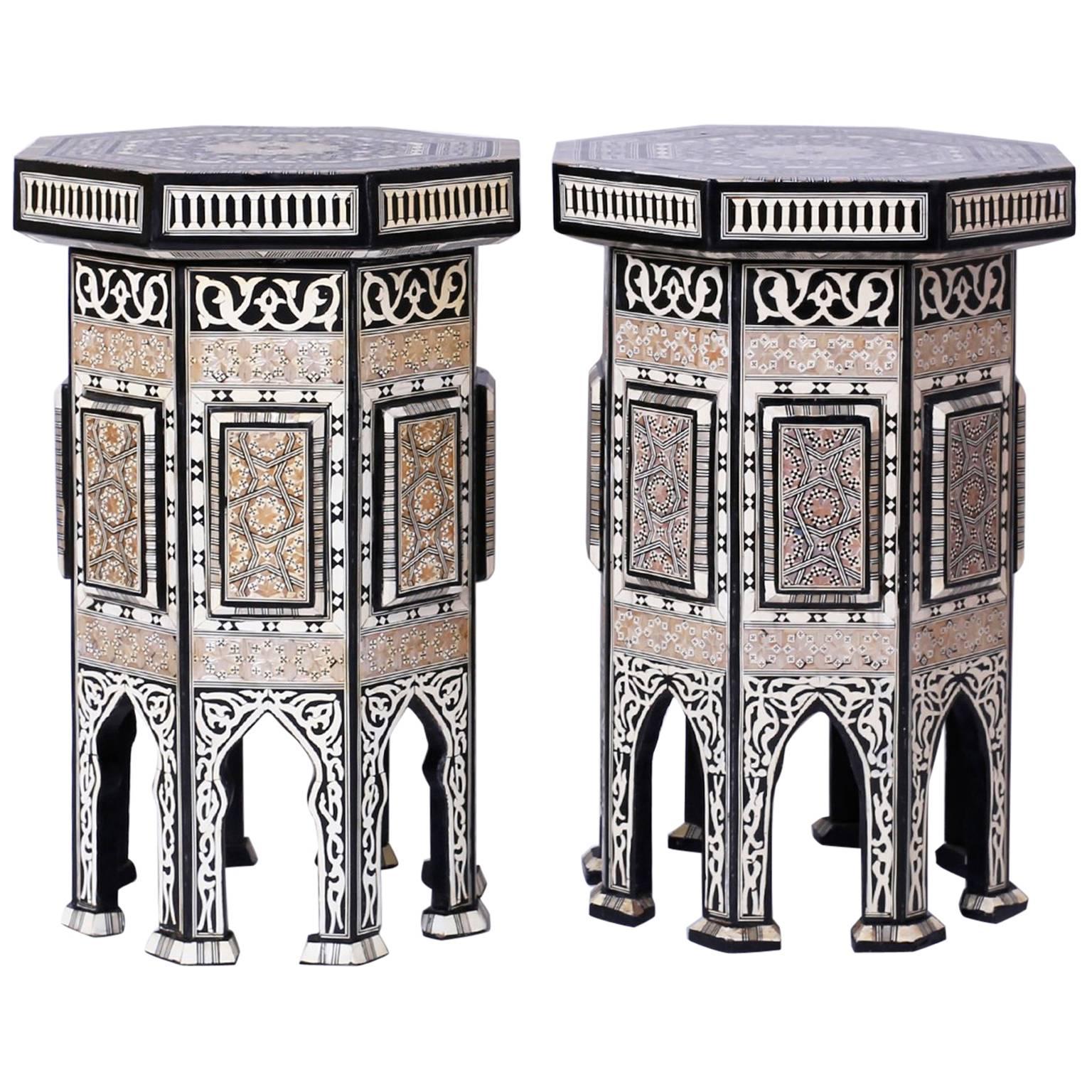 Pair of Syrian Inlaid Tables or Stands