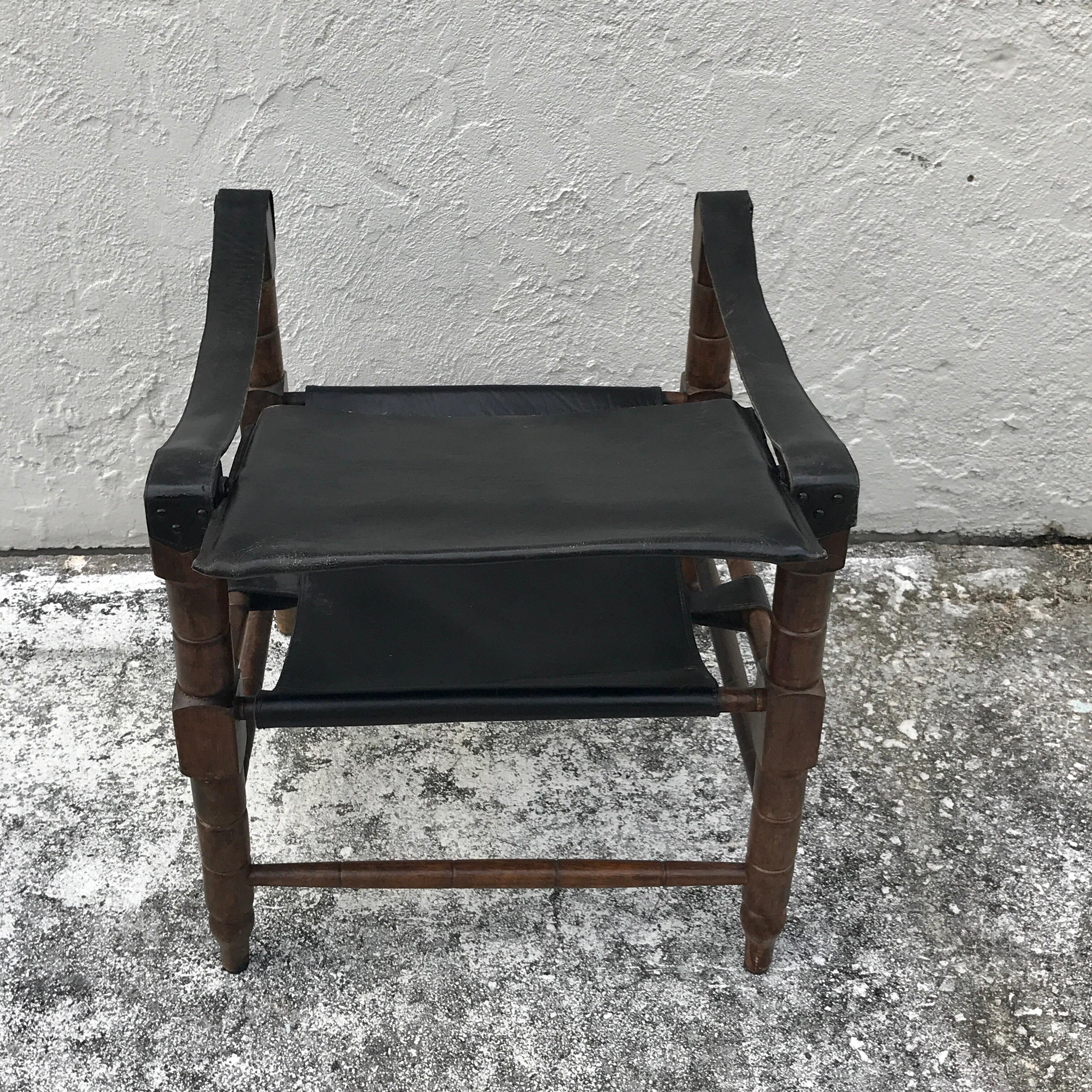 Pair of Syrian Leather Campaign / Safari Chairs 6