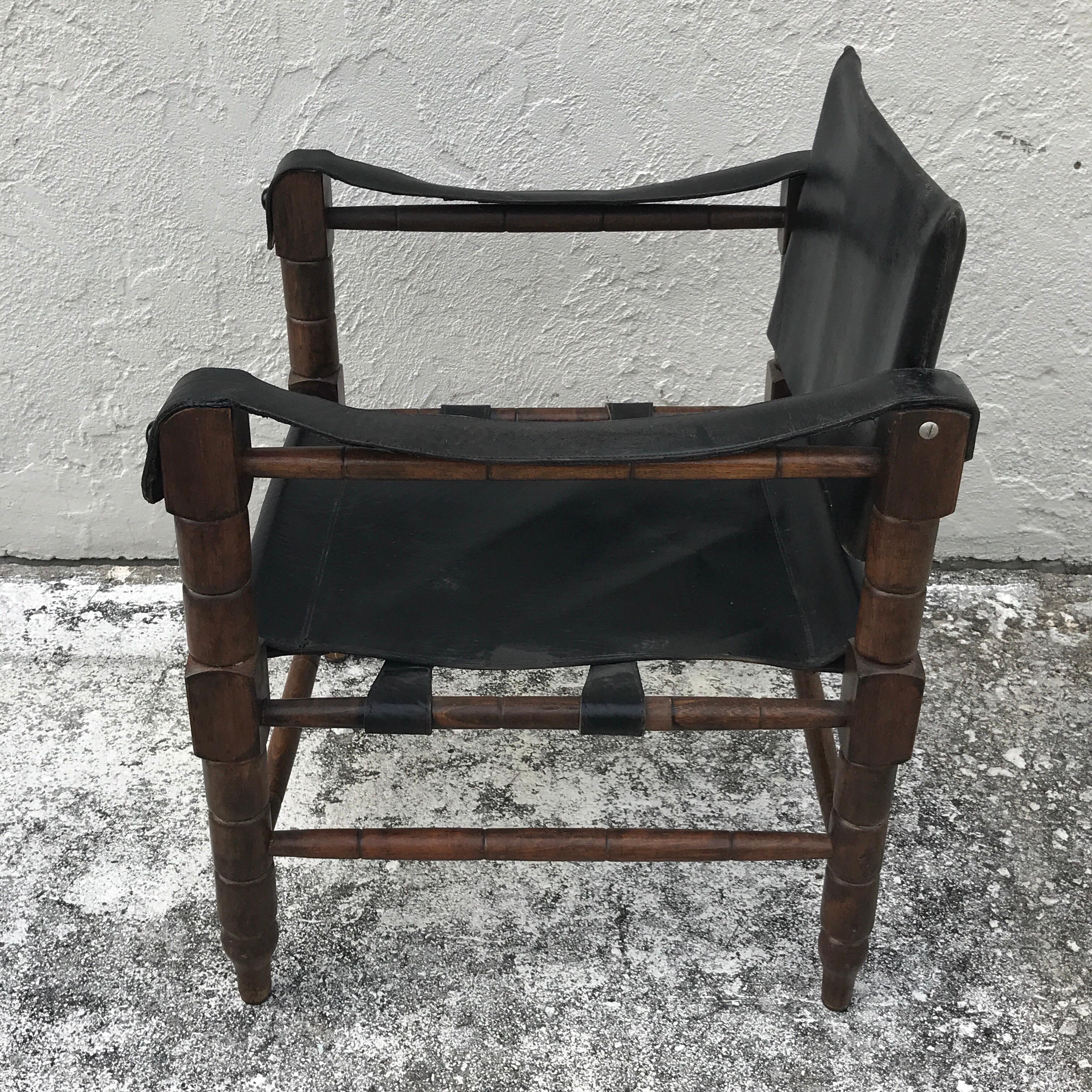 Pair of Syrian Leather Campaign / Safari Chairs 7
