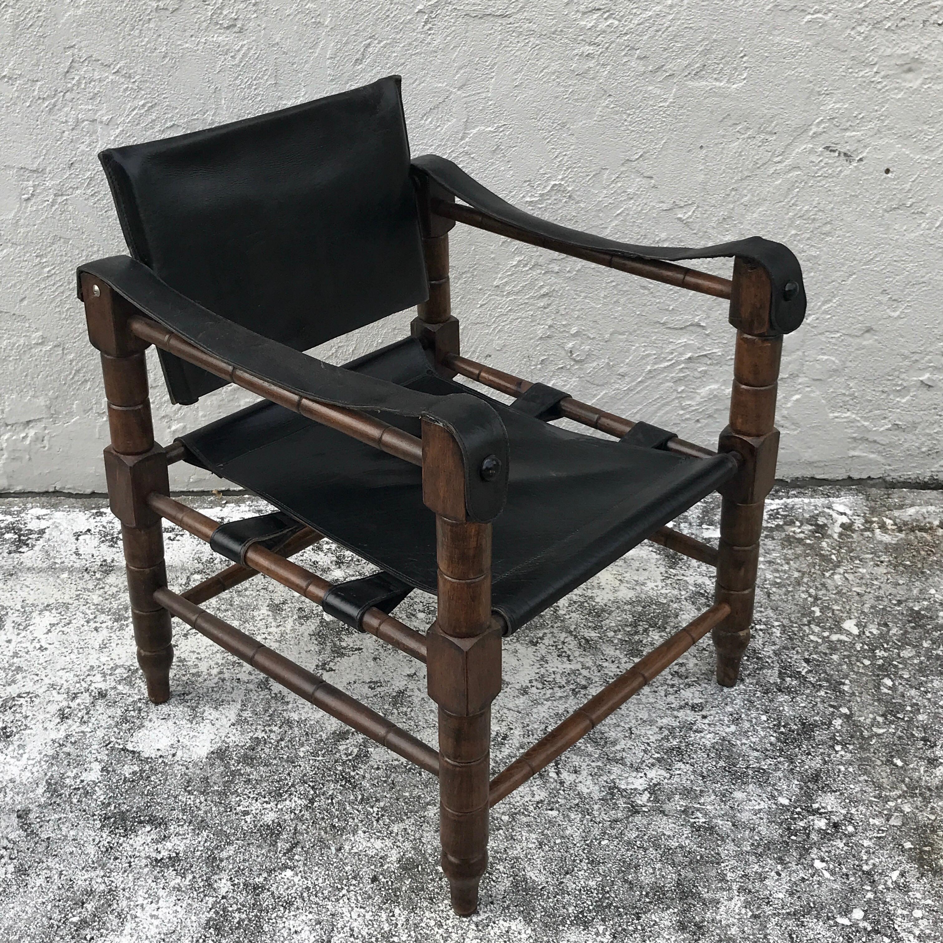 Pair of Syrian Leather Campaign / Safari Chairs 3