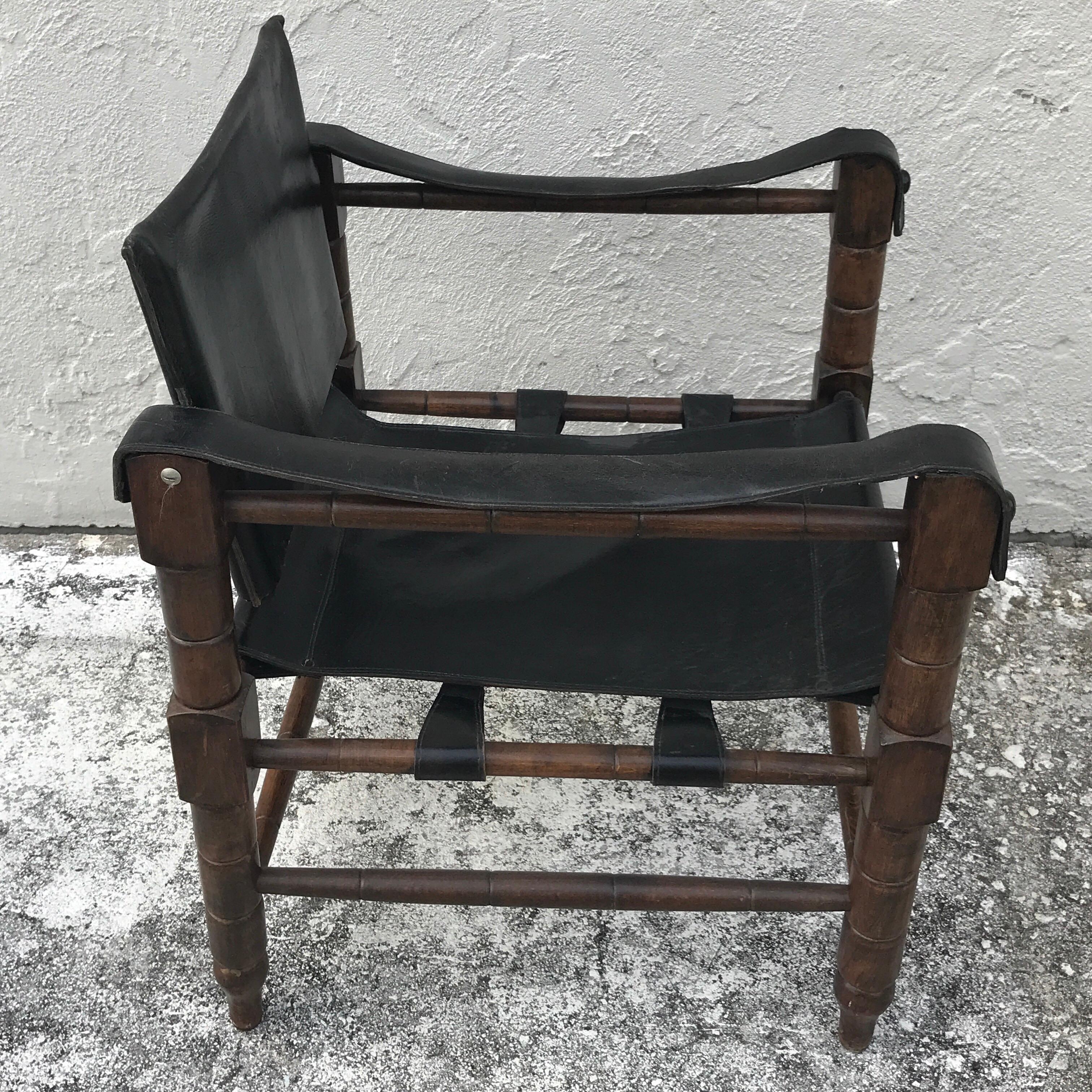 Pair of Syrian Leather Campaign / Safari Chairs 4
