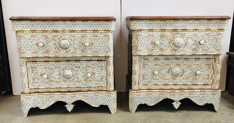 Pair Of Syrian Middle Eastern Moorish White Mother Of Pearl Inlay