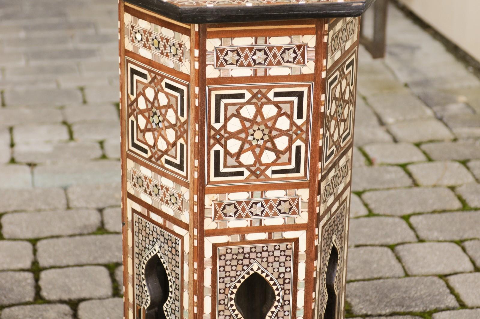 Pair of Syrian Moorish Style Side Tables with Inlaid Mother of Pearl and Bone 4
