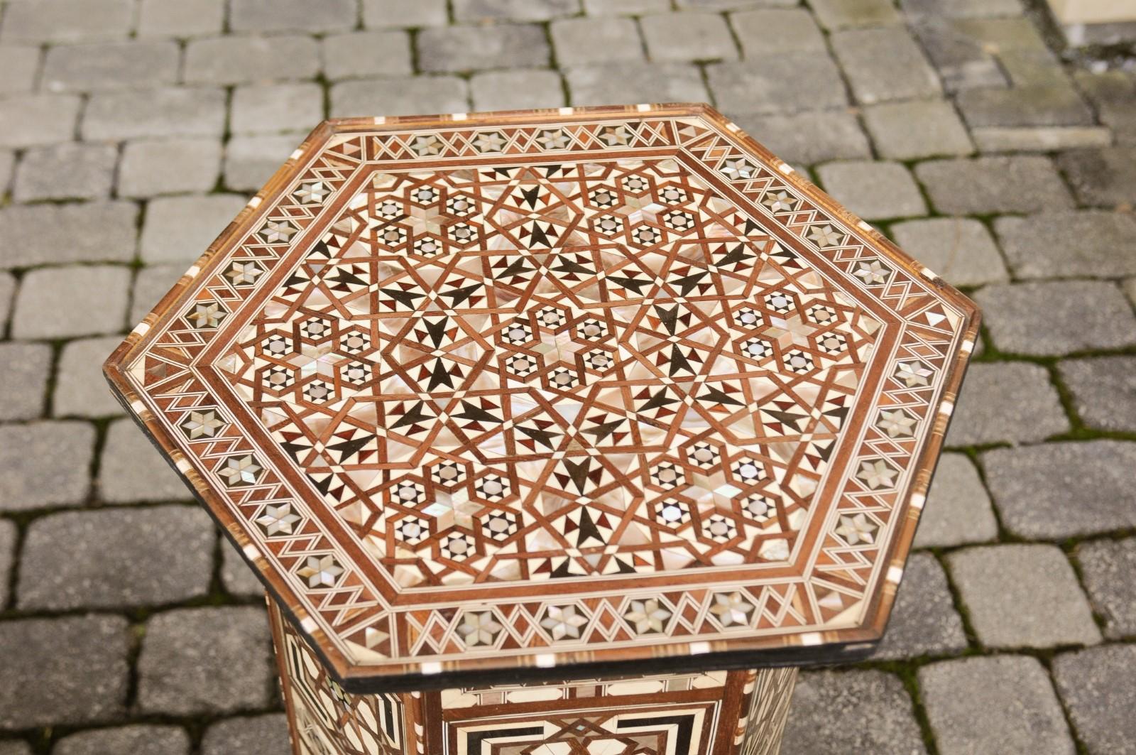 Pair of Syrian Moorish Style Side Tables with Inlaid Mother of Pearl and Bone 7