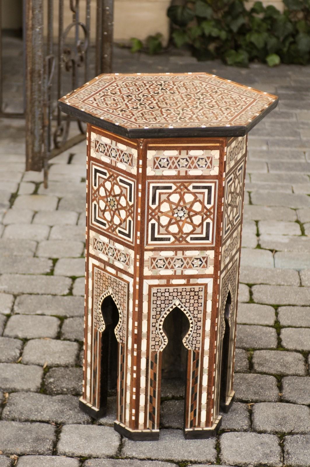 Pair of Syrian Moorish Style Side Tables with Inlaid Mother of Pearl and Bone 11