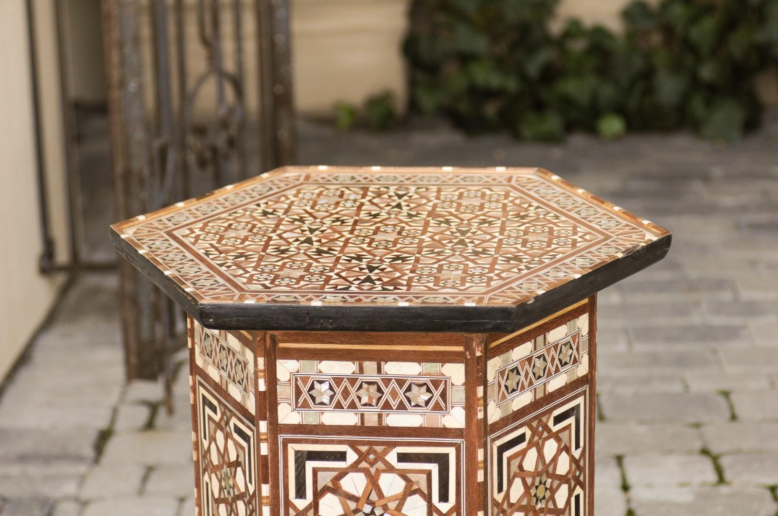 Pair of Syrian Moorish Style Side Tables with Inlaid Mother of Pearl and Bone 2