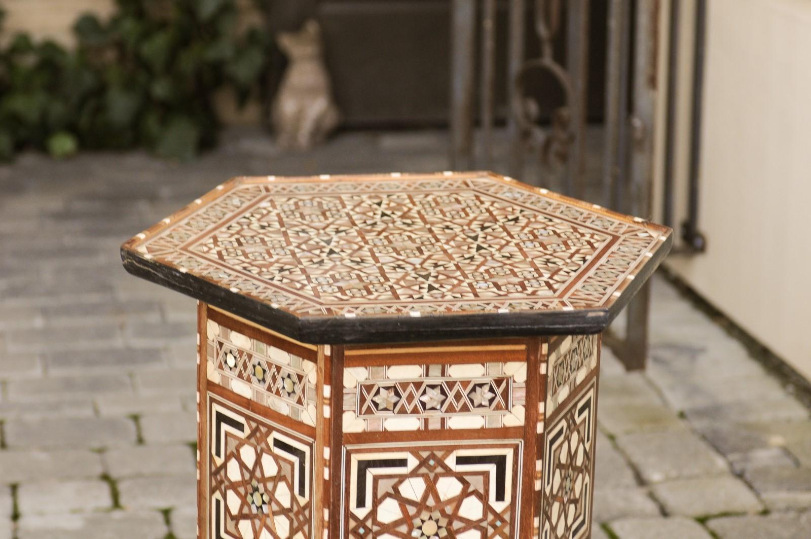 Pair of Syrian Moorish Style Side Tables with Inlaid Mother of Pearl and Bone 3