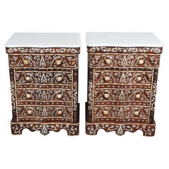 Vintage Pair of Syrian Mother of Pearl Inlay Nightstands